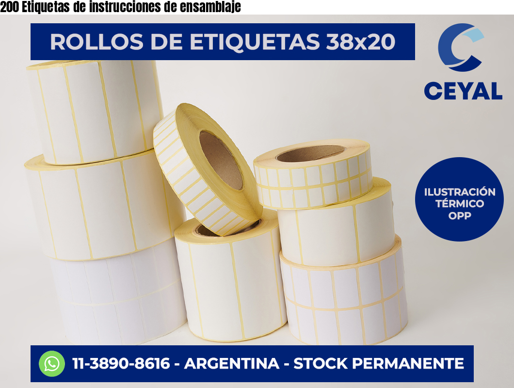 200 Etiquetas de instrucciones de ensamblaje