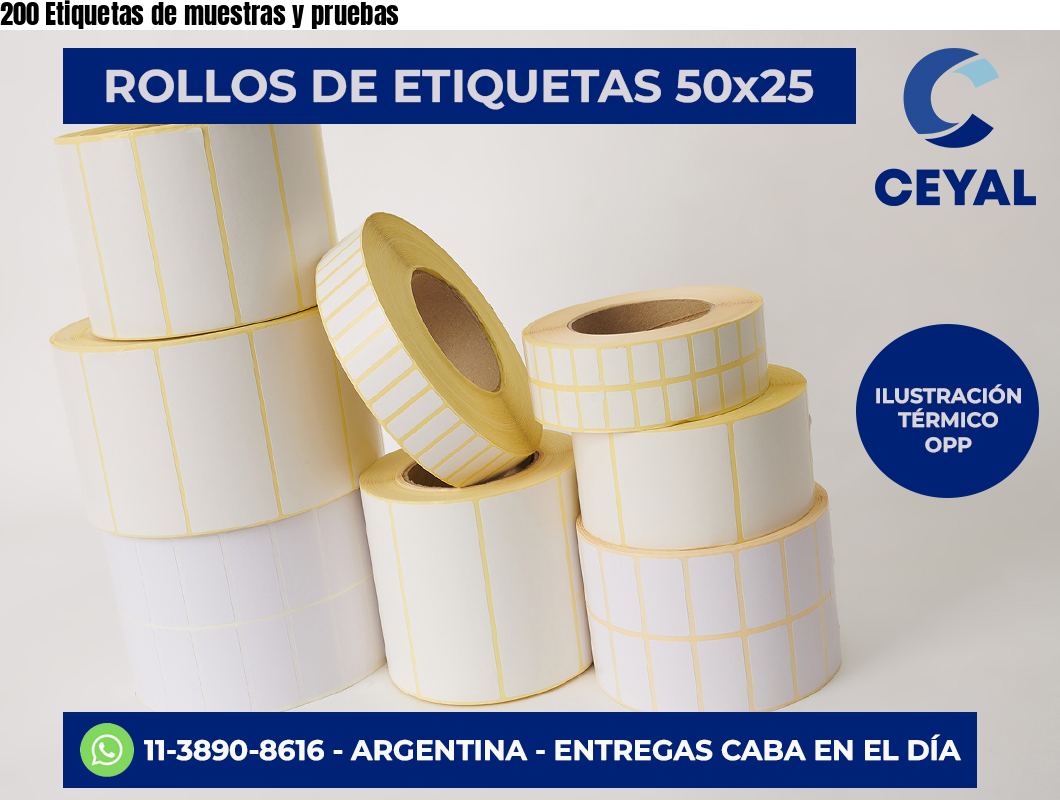 200 Etiquetas de muestras y pruebas