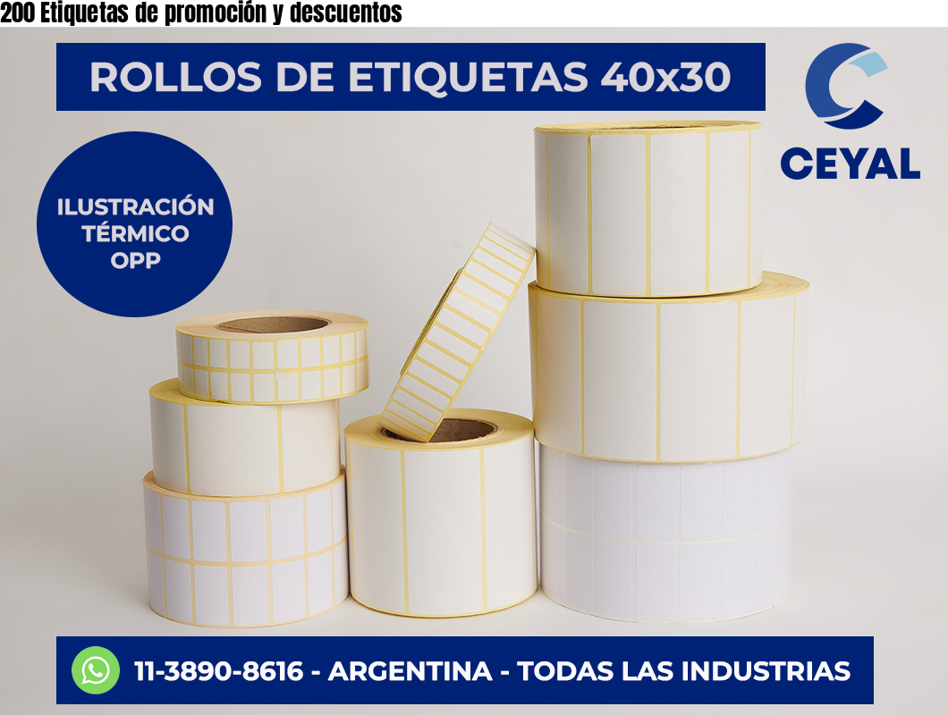 200 Etiquetas de promoción y descuentos