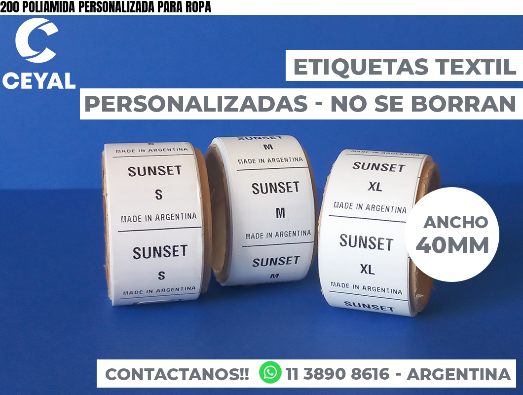 200 POLIAMIDA PERSONALIZADA PARA ROPA