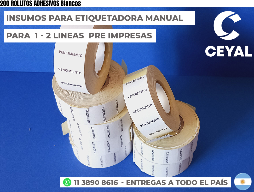 200 ROLLITOS ADHESIVOS Blancos