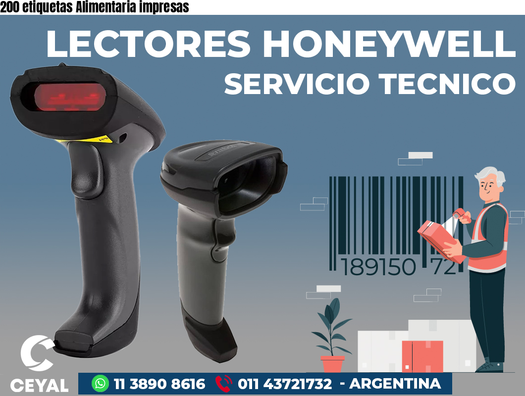 200 etiquetas Alimentaria impresas