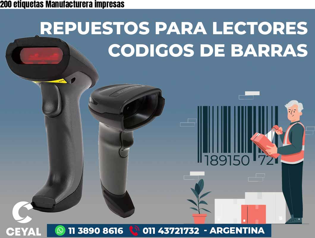 200 etiquetas Manufacturera impresas