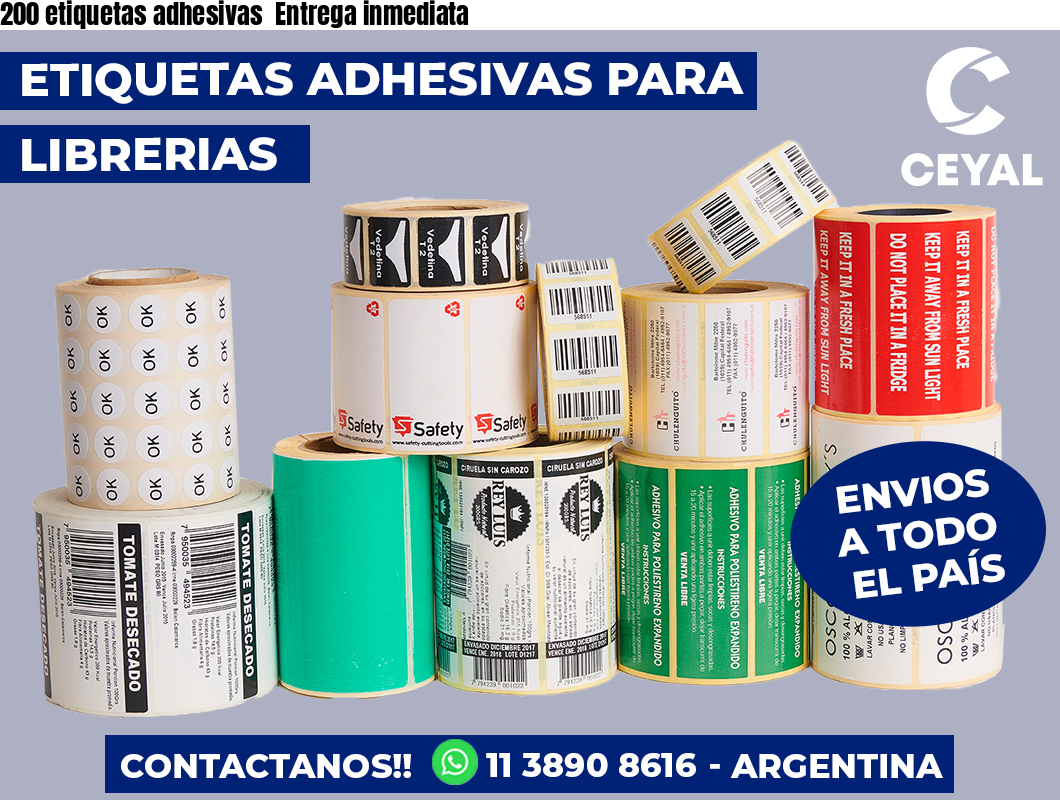 200 etiquetas adhesivas Entrega inmediata