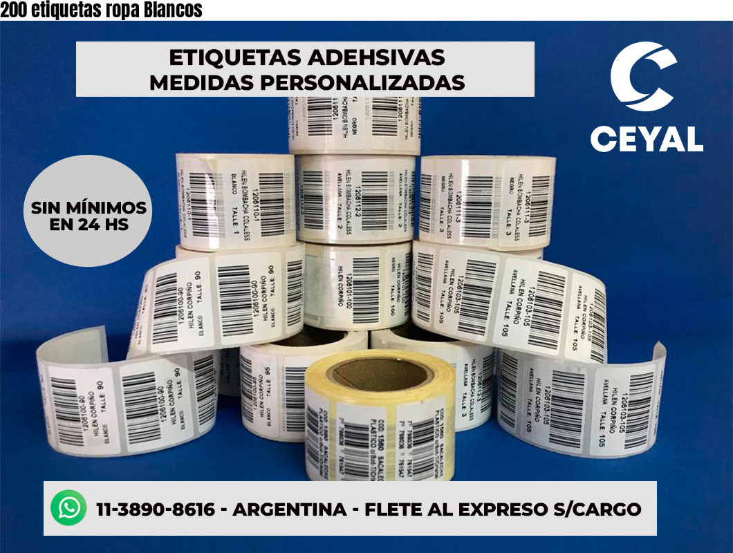 200 etiquetas ropa Blancos