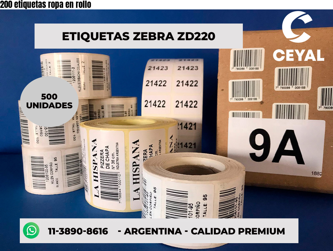 200 etiquetas ropa en rollo