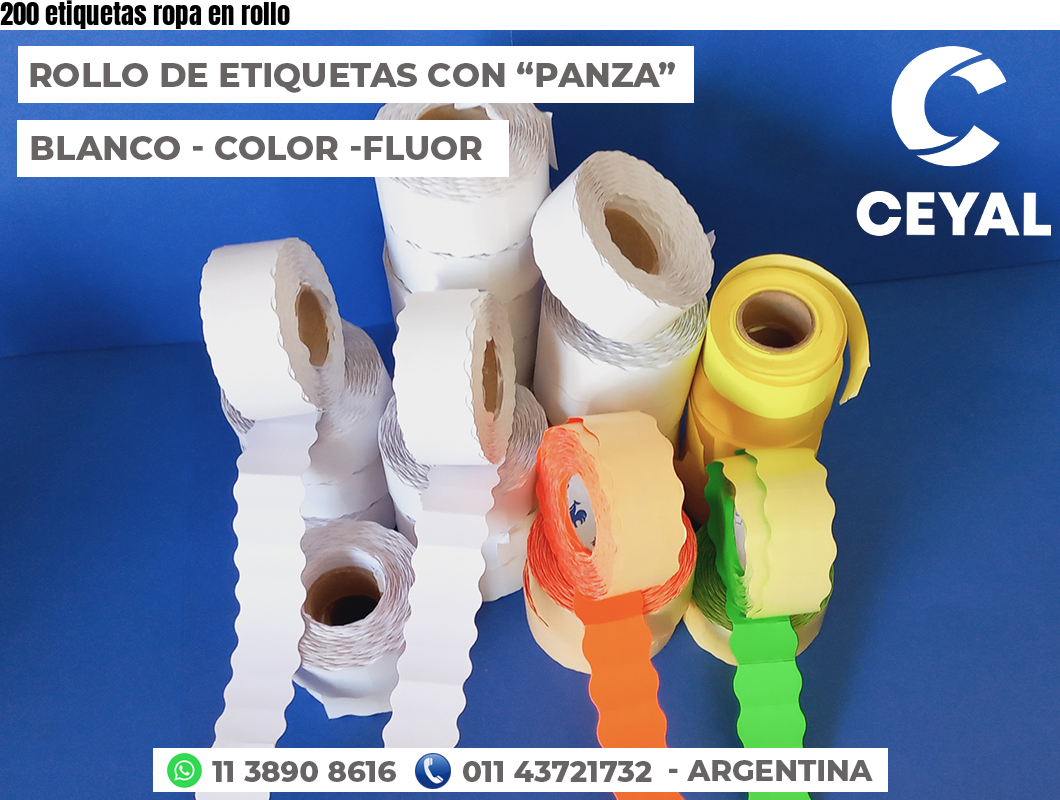 200 etiquetas ropa en rollo