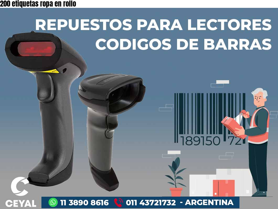 200 etiquetas ropa en rollo