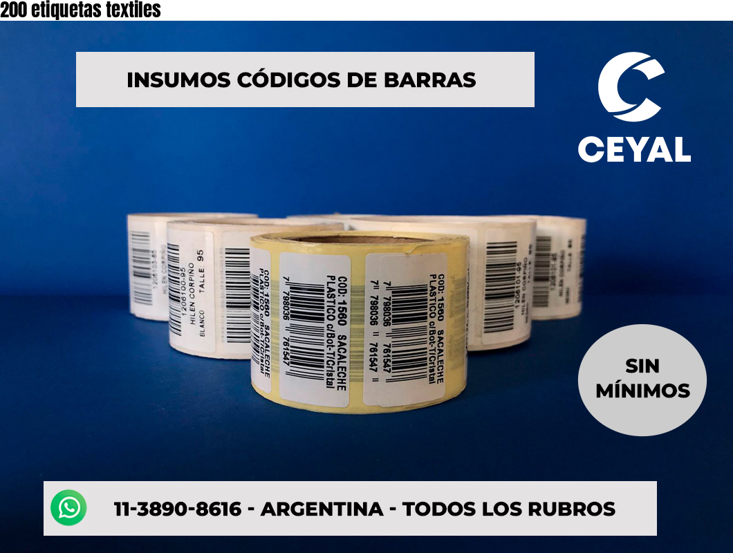 200 etiquetas textiles