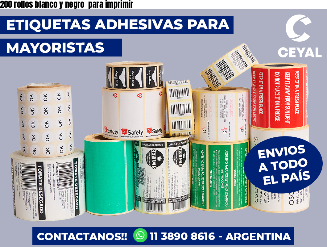 200 rollos blanco y negro para imprimir