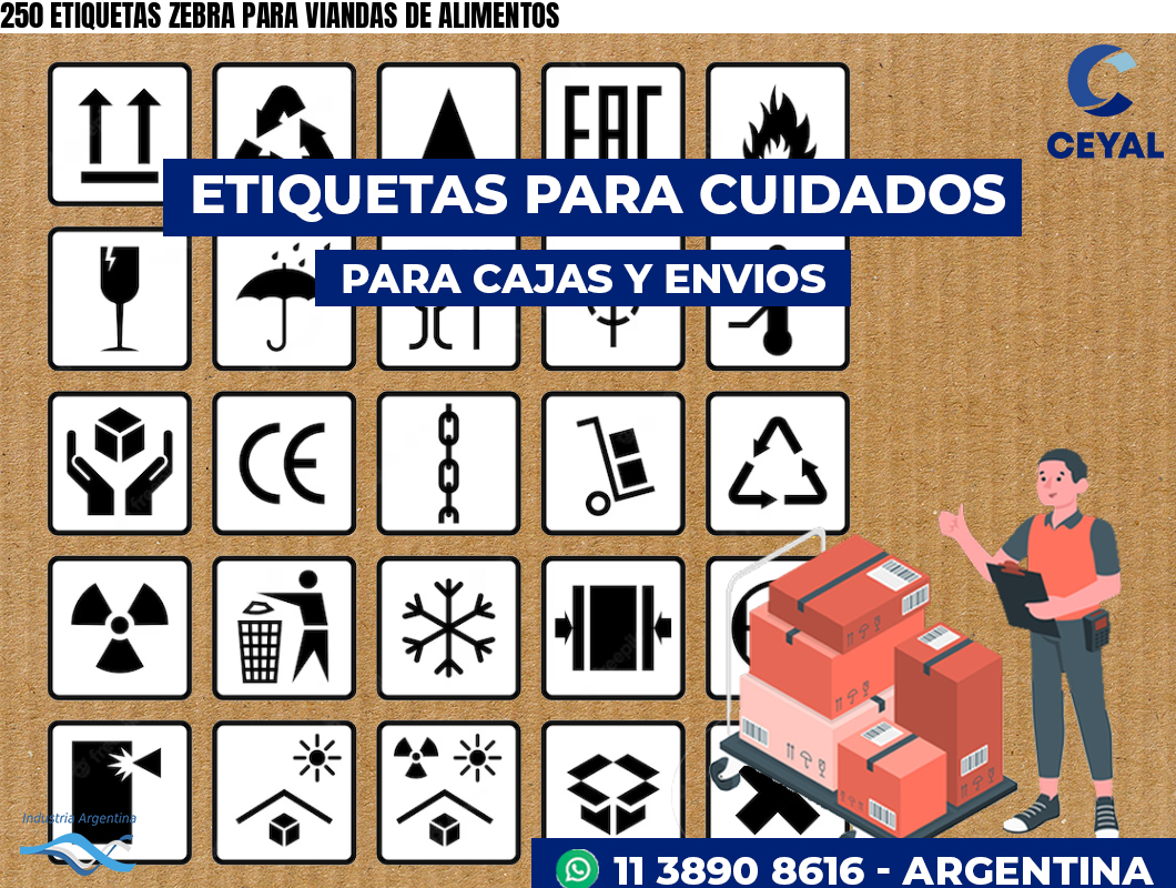 250 ETIQUETAS ZEBRA PARA VIANDAS DE ALIMENTOS
