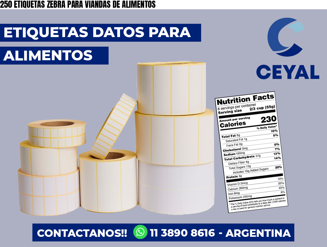250 ETIQUETAS ZEBRA PARA VIANDAS DE ALIMENTOS