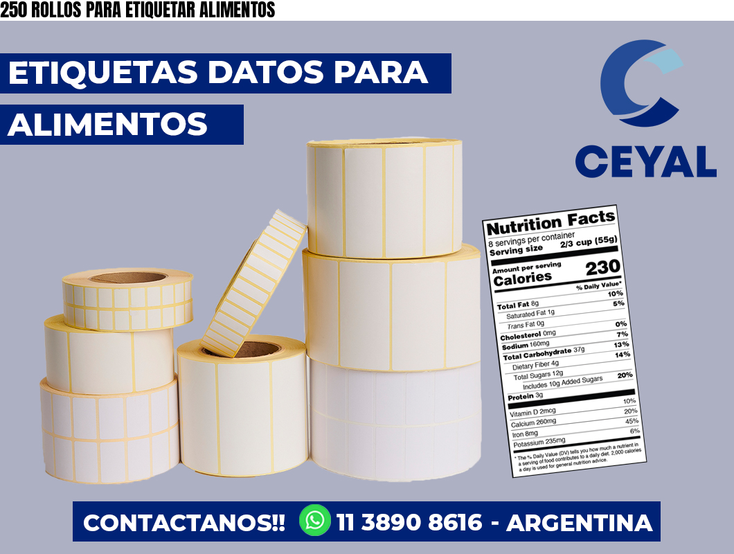250 ROLLOS PARA ETIQUETAR ALIMENTOS