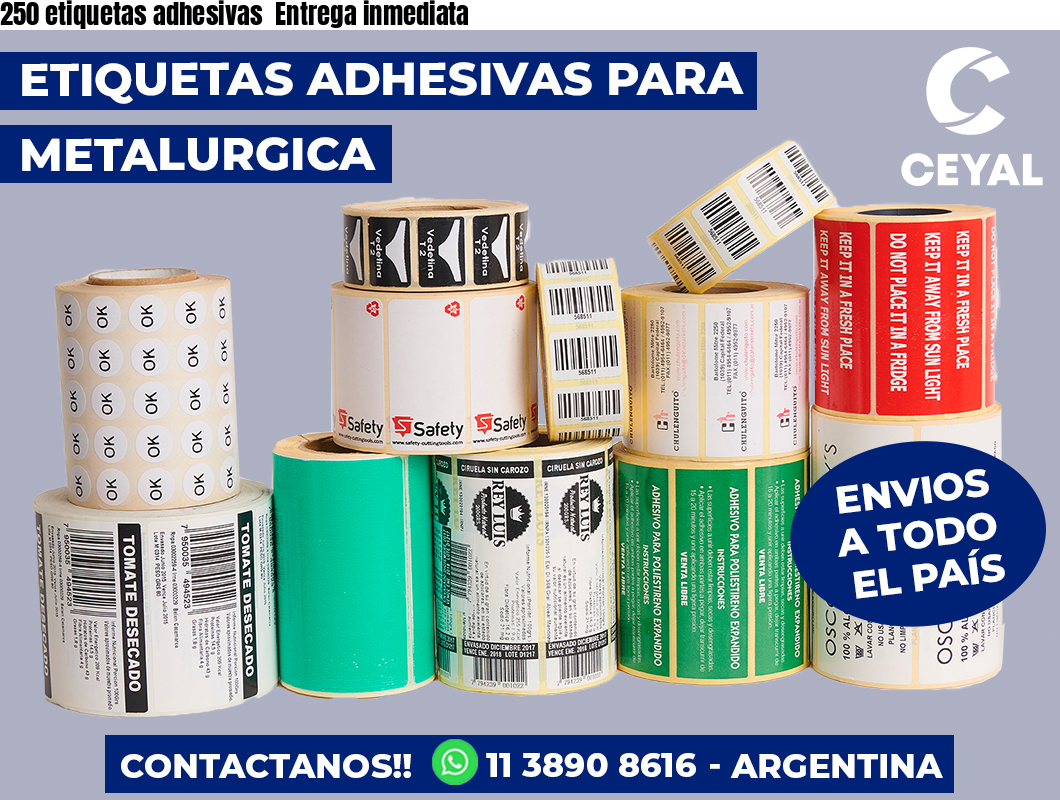 250 etiquetas adhesivas Entrega inmediata