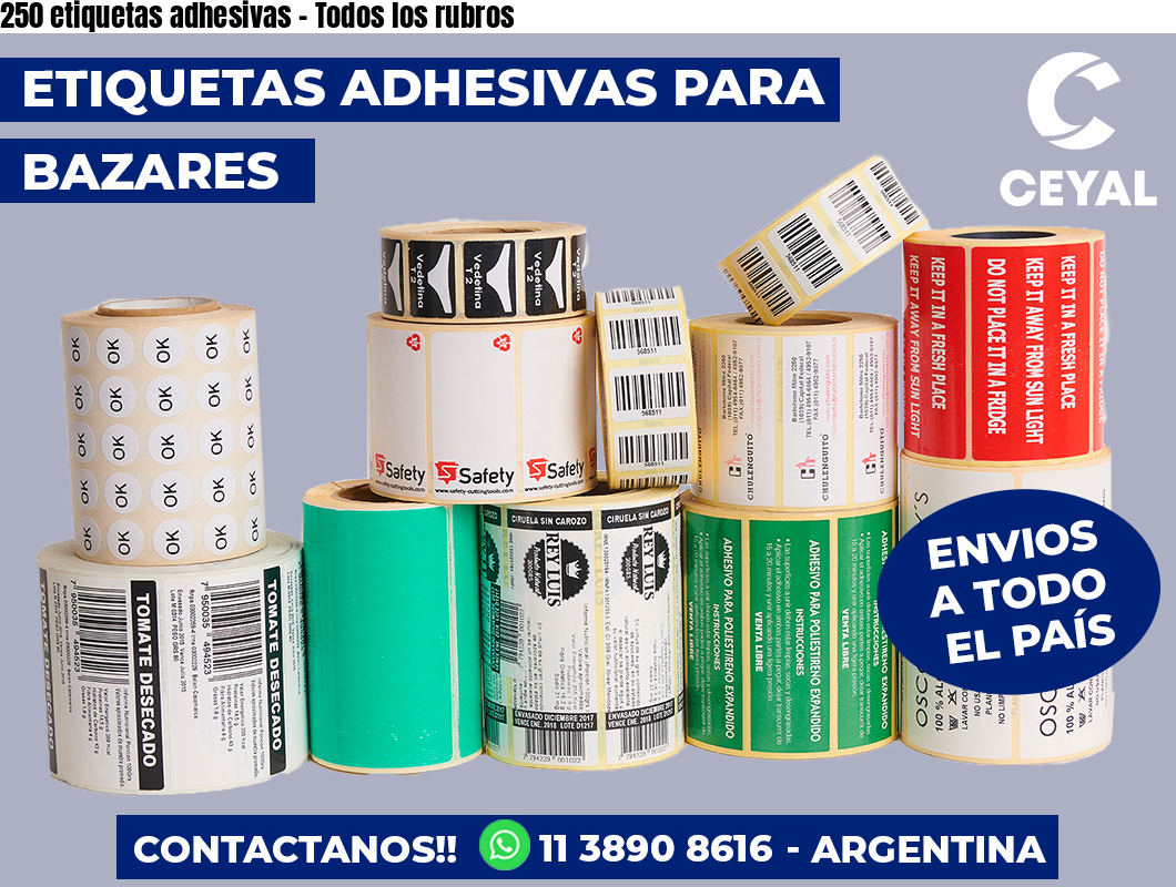 250 etiquetas adhesivas - Todos los rubros