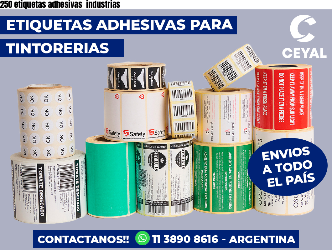 250 etiquetas adhesivas industrias