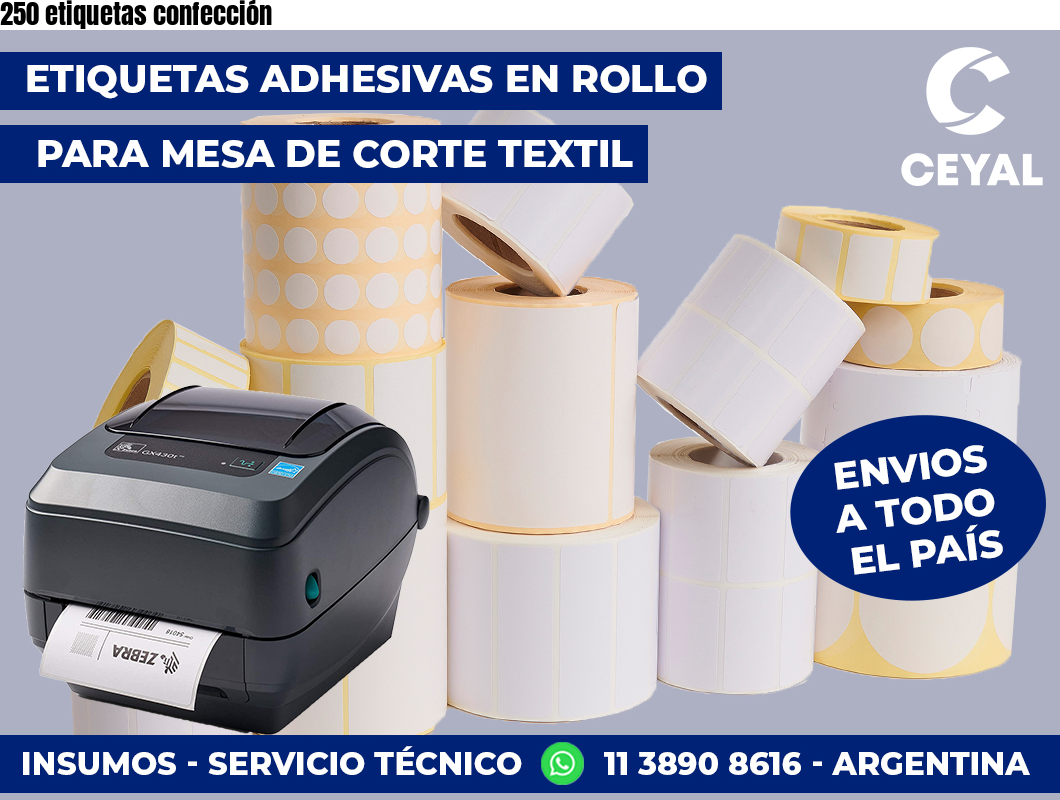 250 etiquetas confección