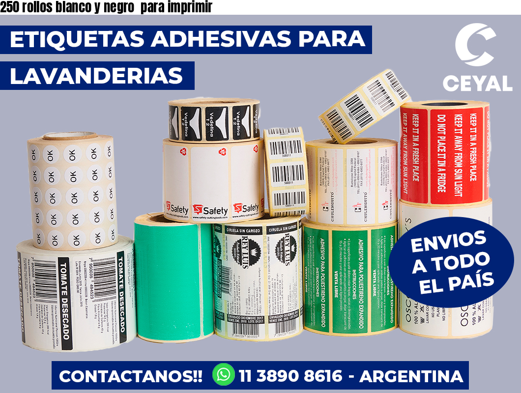 250 rollos blanco y negro para imprimir
