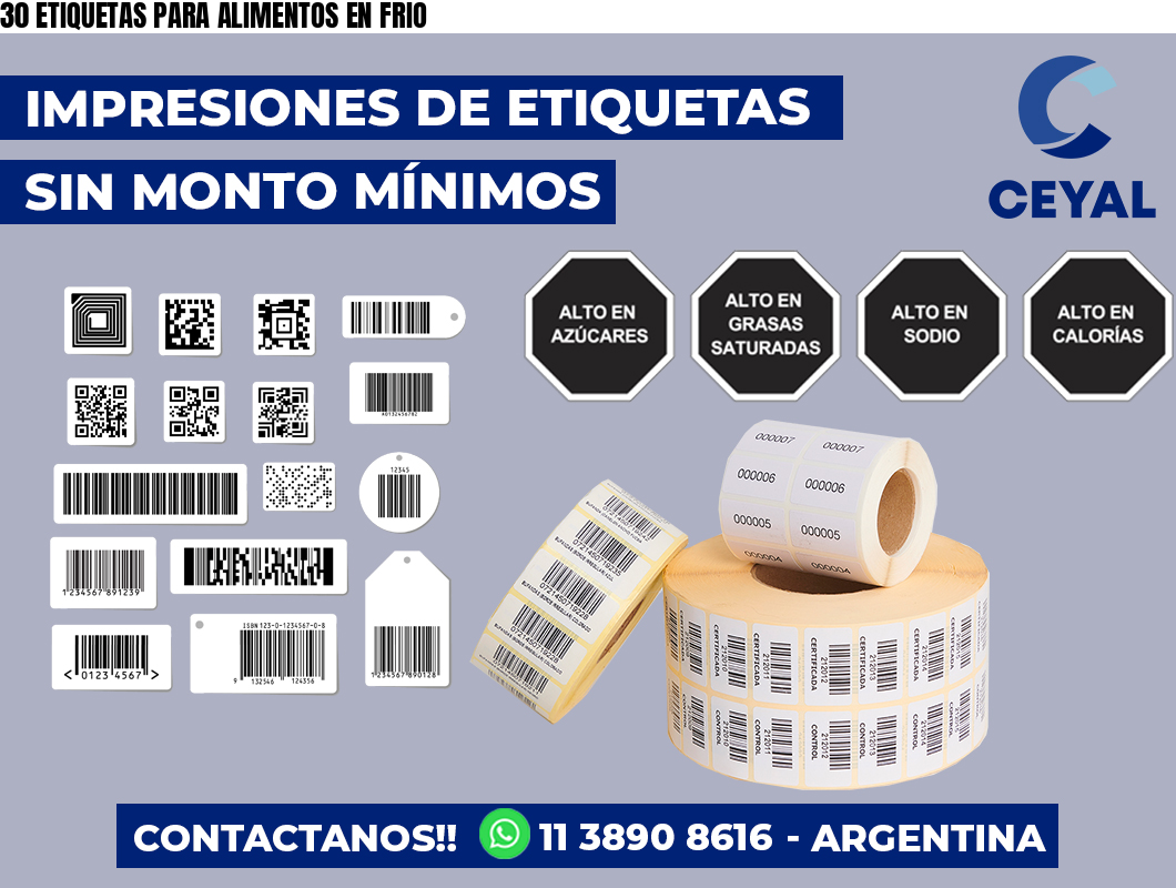 30 ETIQUETAS PARA ALIMENTOS EN FRIO