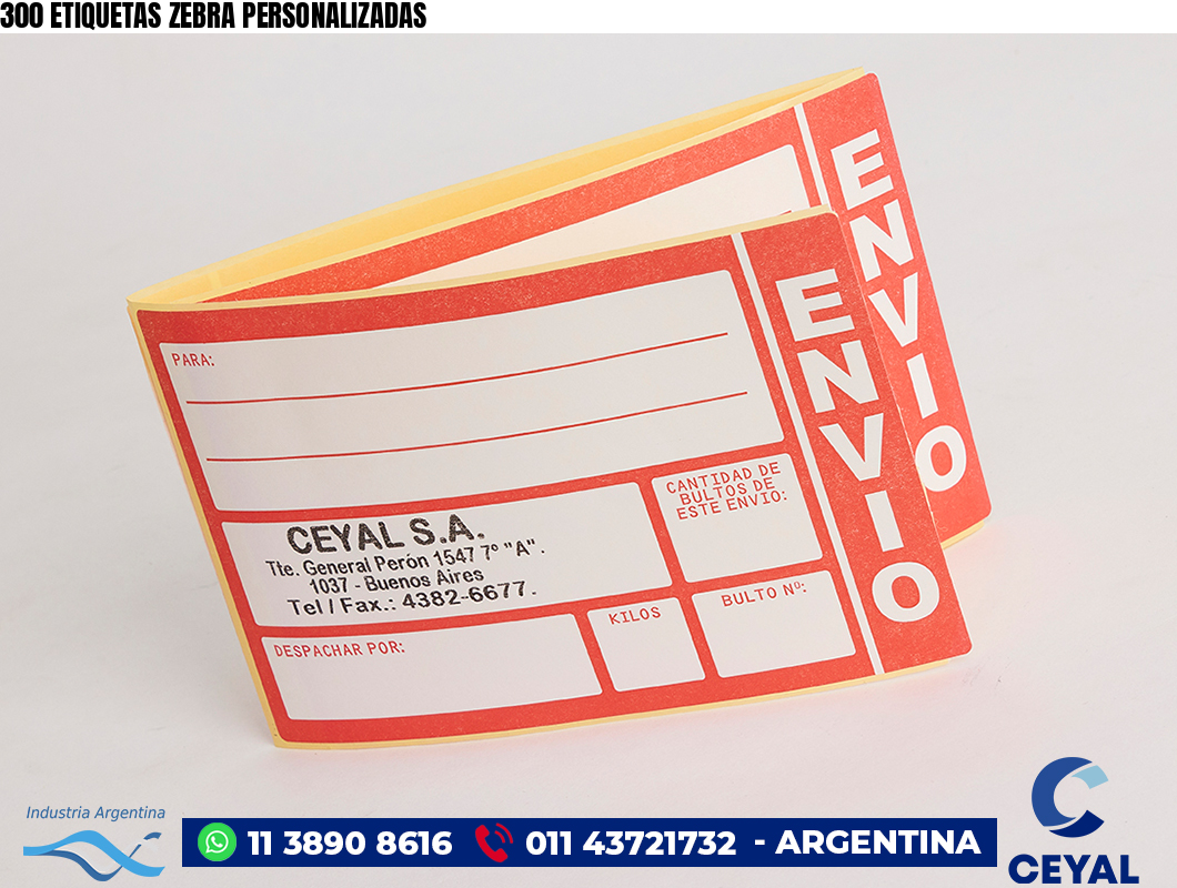 300 ETIQUETAS ZEBRA PERSONALIZADAS