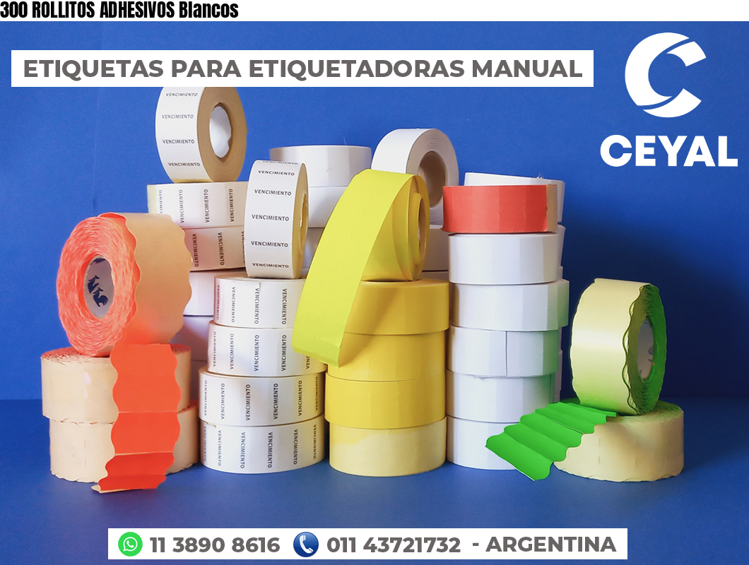 300 ROLLITOS ADHESIVOS Blancos