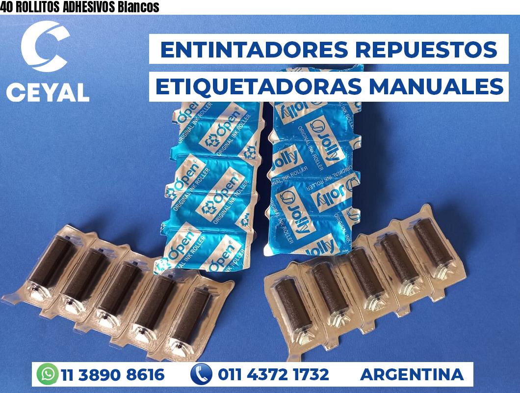 40 ROLLITOS ADHESIVOS Blancos