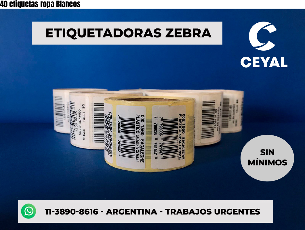 40 etiquetas ropa Blancos