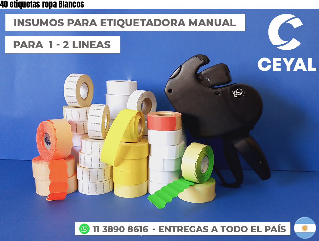 40 etiquetas ropa Blancos