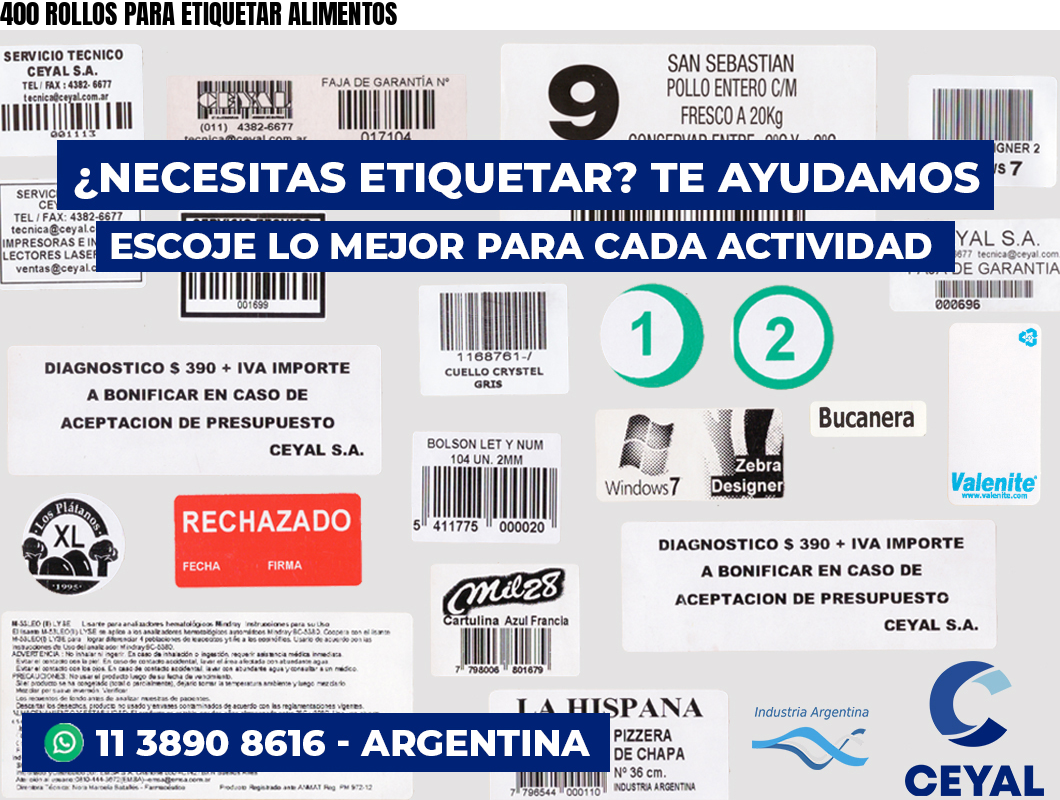 400 ROLLOS PARA ETIQUETAR ALIMENTOS