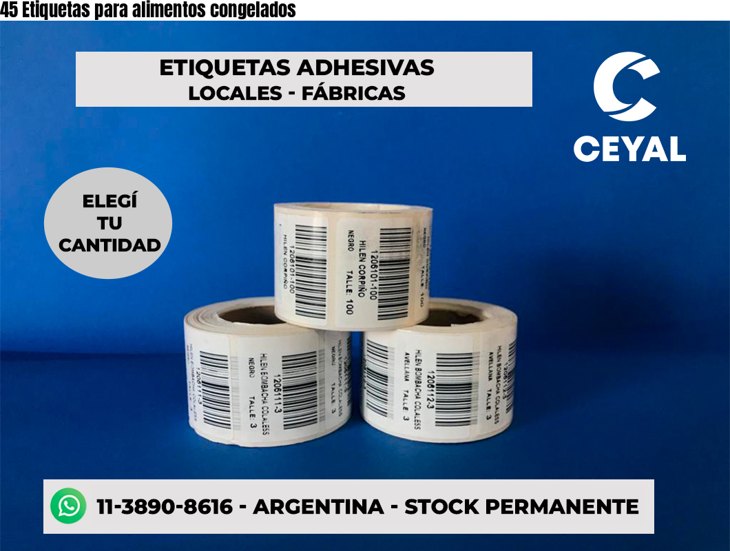 45 Etiquetas para alimentos congelados