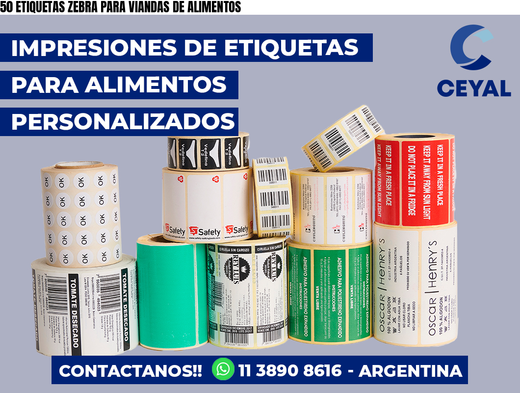 50 ETIQUETAS ZEBRA PARA VIANDAS DE ALIMENTOS