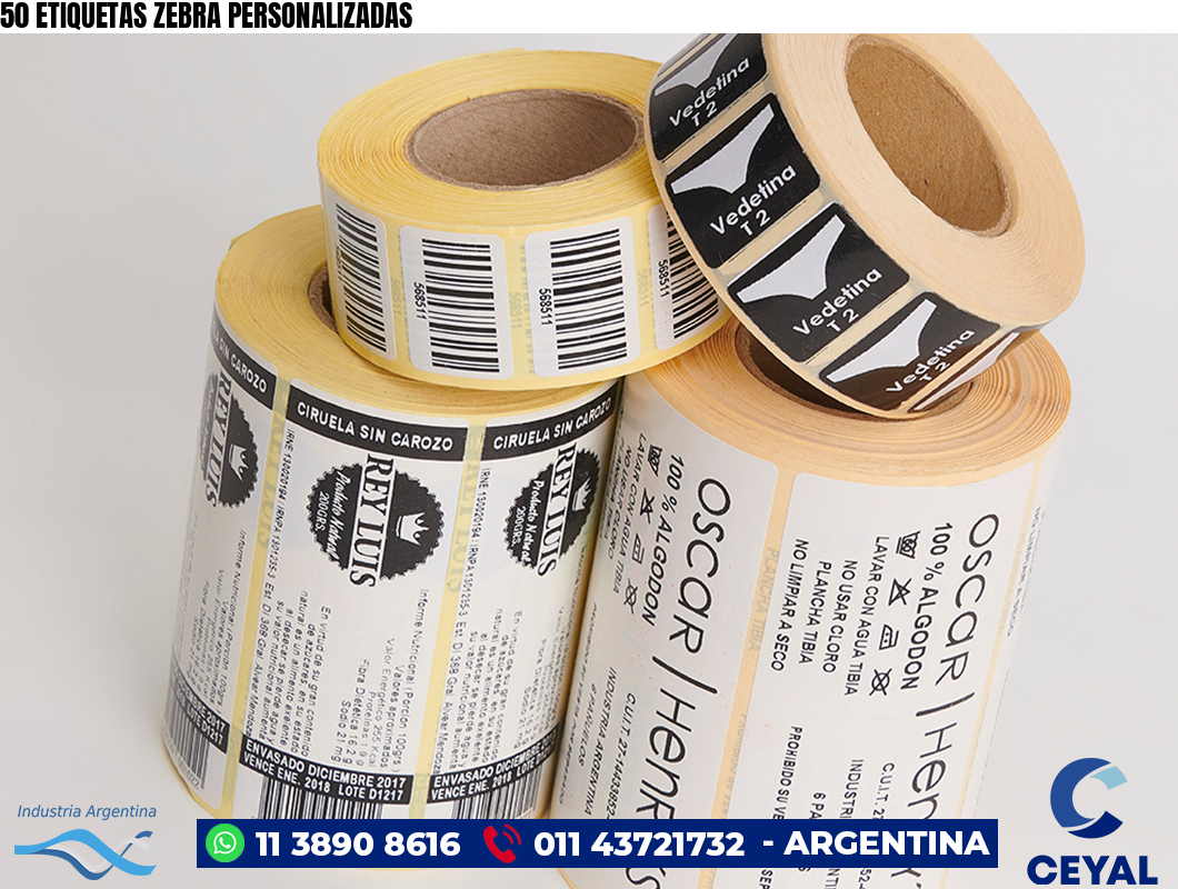 50 ETIQUETAS ZEBRA PERSONALIZADAS
