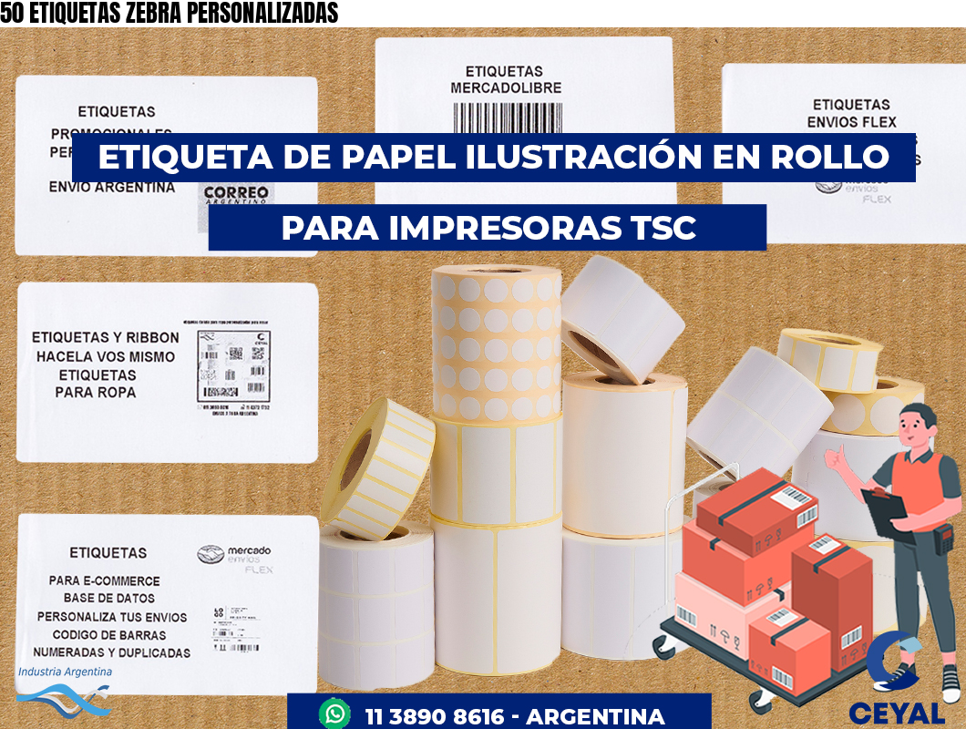 50 ETIQUETAS ZEBRA PERSONALIZADAS
