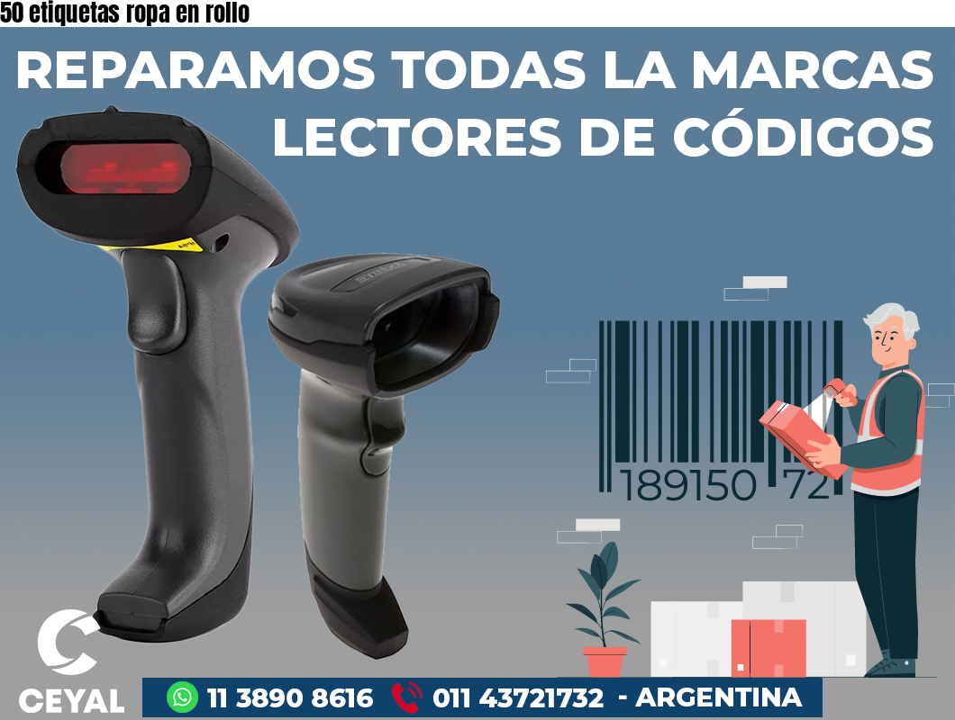 50 etiquetas ropa en rollo