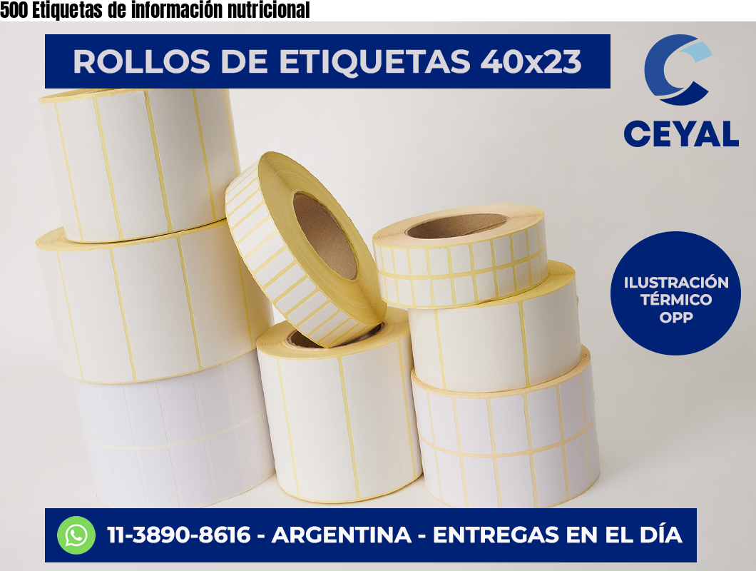500 Etiquetas de información nutricional