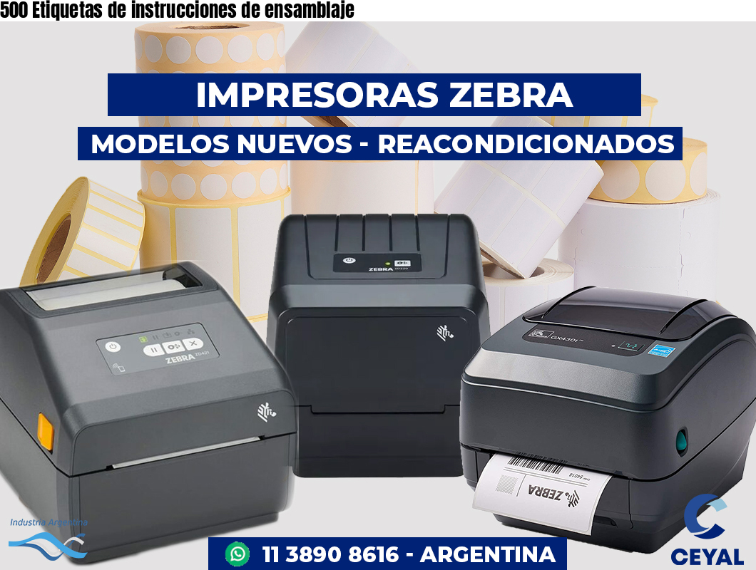 500 Etiquetas de instrucciones de ensamblaje