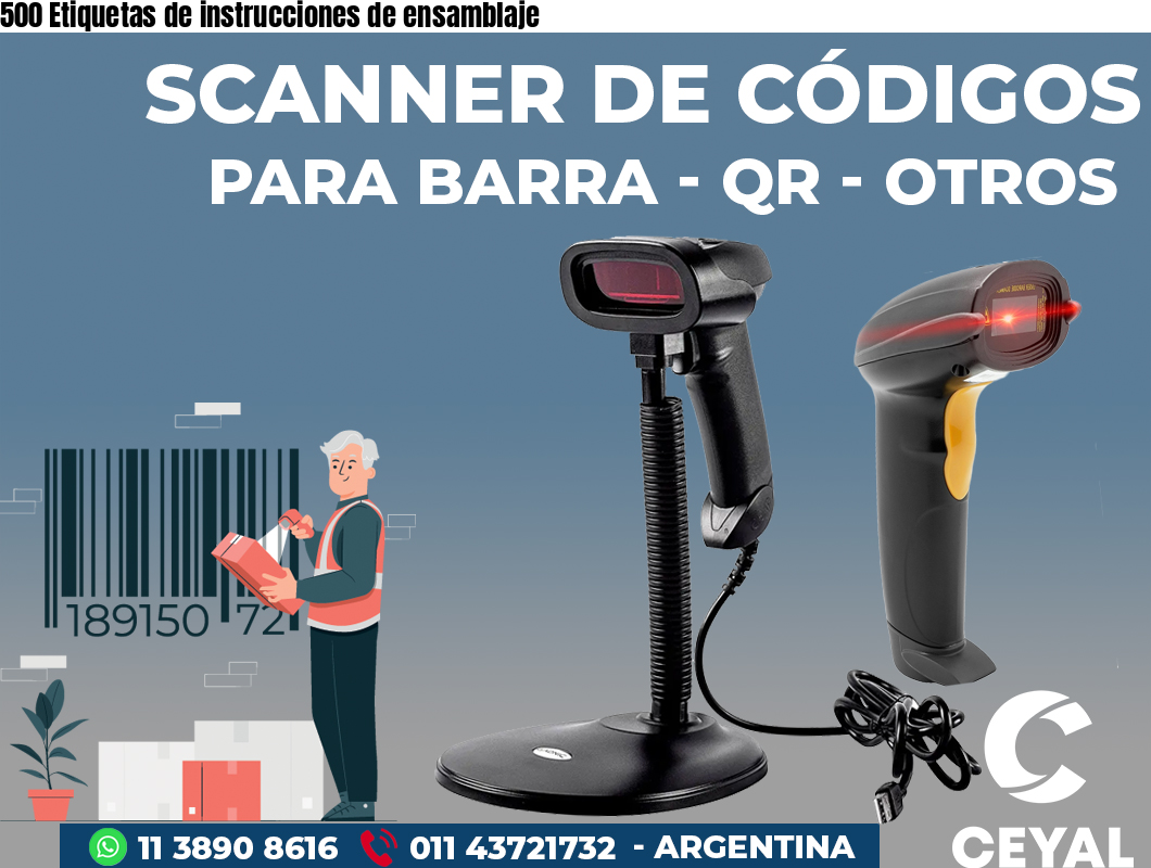 500 Etiquetas de instrucciones de ensamblaje