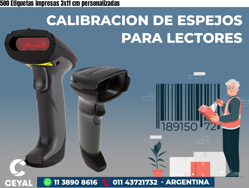500 Etiquetas impresas 3x11 cm personalizadas
