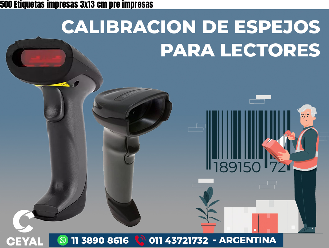 500 Etiquetas impresas 3x13 cm pre impresas