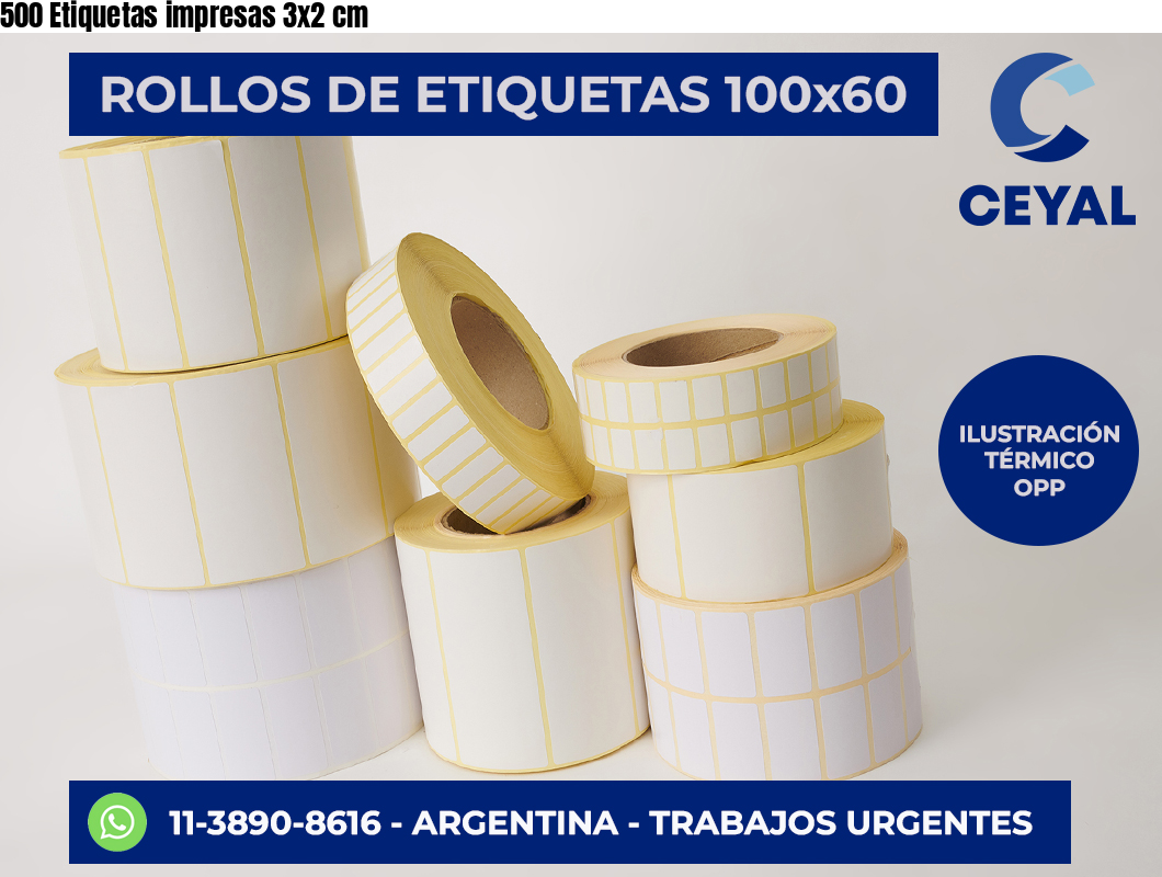 500 Etiquetas impresas 3×2 cm