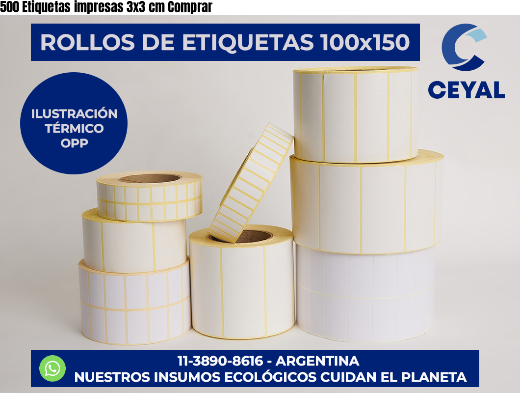 500 Etiquetas impresas 3×3 cm Comprar