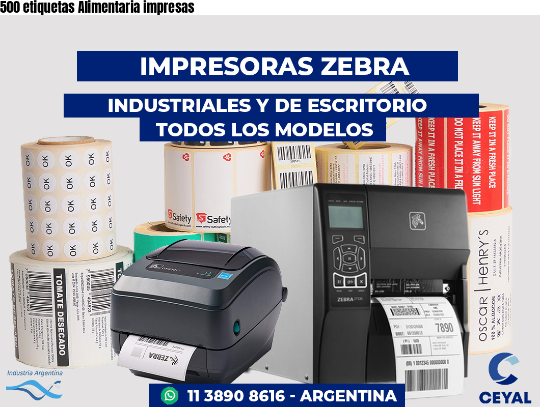 500 etiquetas Alimentaria impresas