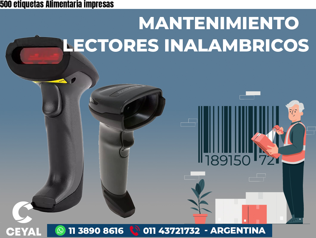 500 etiquetas Alimentaria impresas