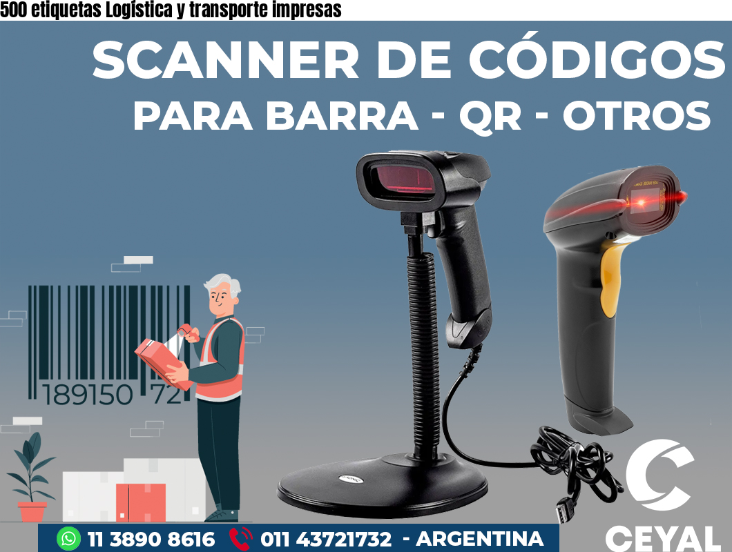 500 etiquetas Logística y transporte impresas