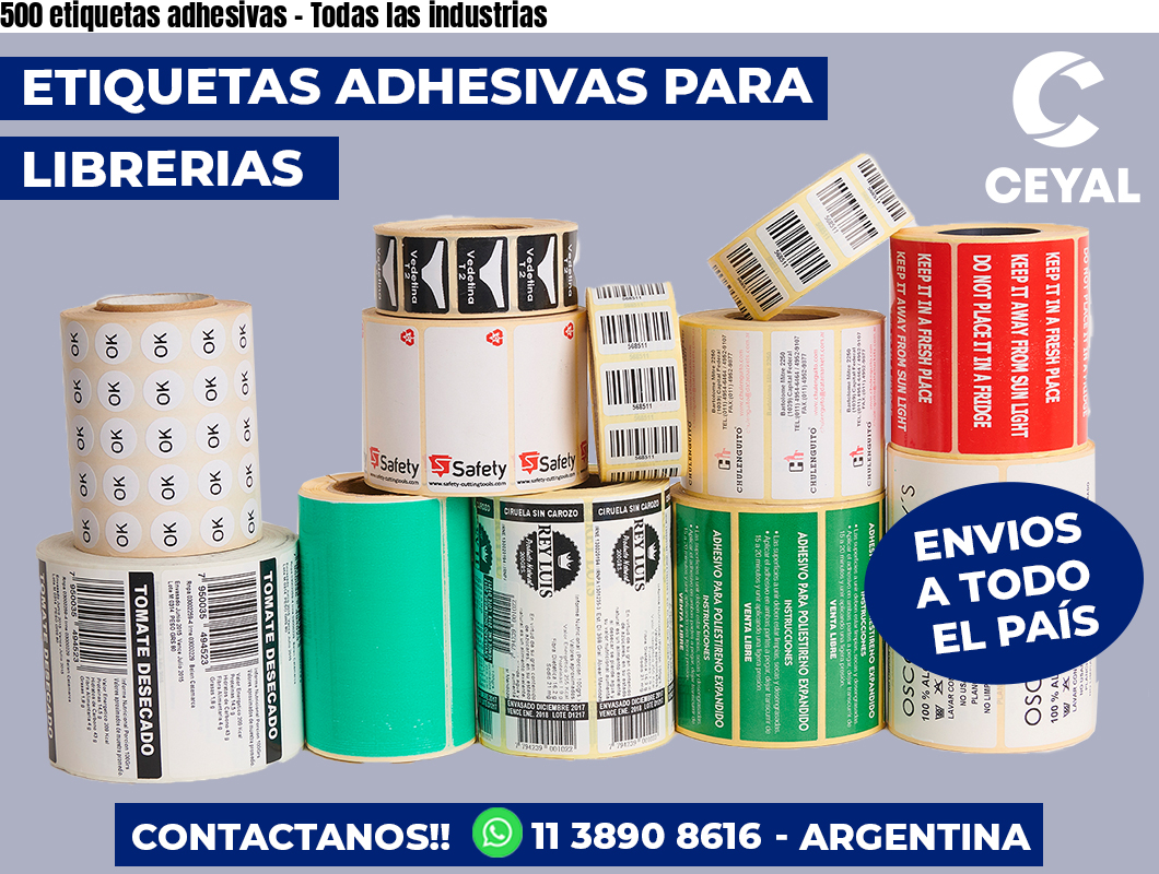 500 etiquetas adhesivas – Todas las industrias