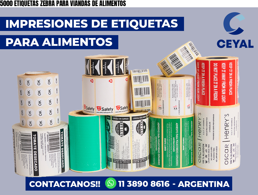 5000 ETIQUETAS ZEBRA PARA VIANDAS DE ALIMENTOS