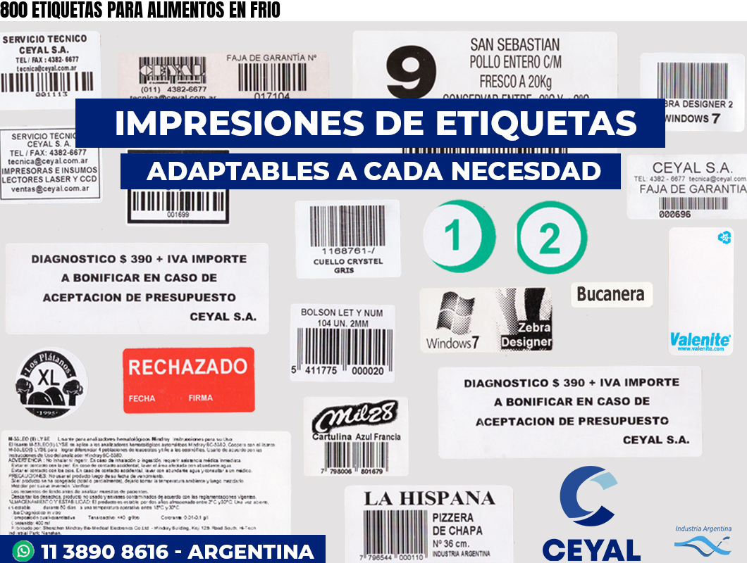 800 ETIQUETAS PARA ALIMENTOS EN FRIO