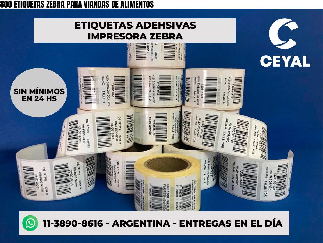 800 ETIQUETAS ZEBRA PARA VIANDAS DE ALIMENTOS