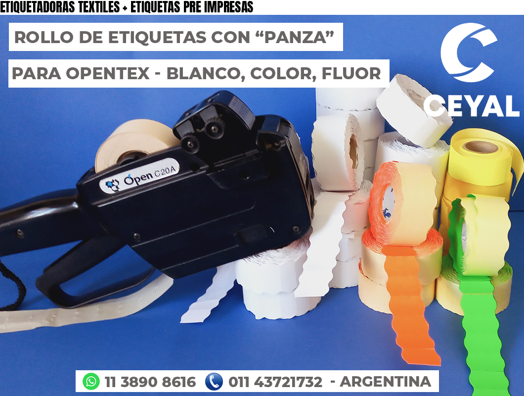 ETIQUETADORAS TEXTILES + ETIQUETAS PRE IMPRESAS