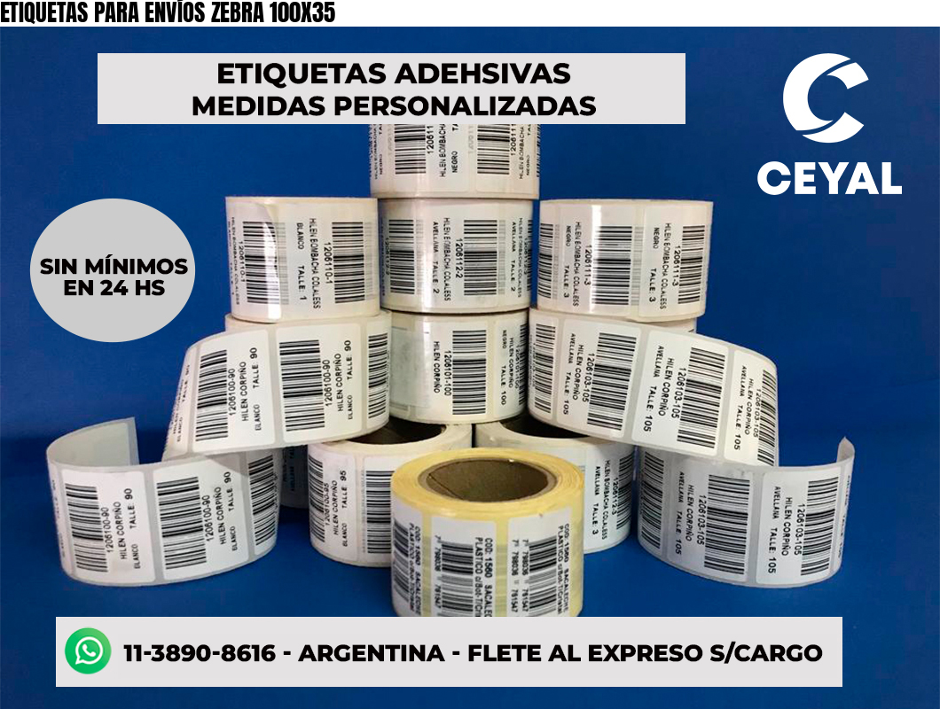 ETIQUETAS PARA ENVÍOS ZEBRA 100X35